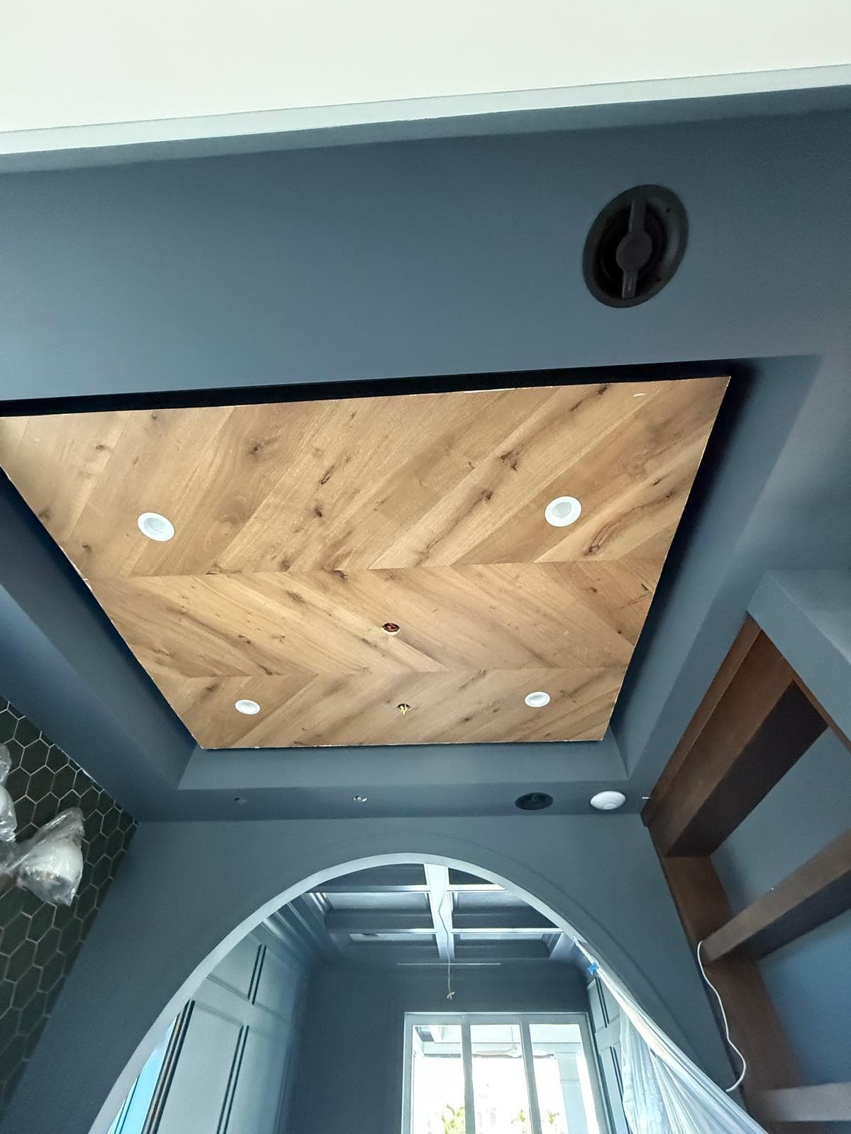 Chevron Oak Tray Ceiling