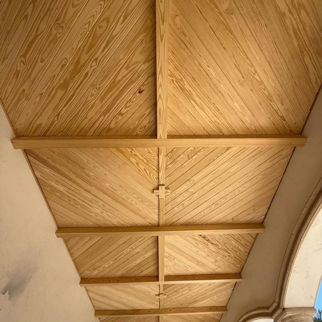 Chevron Pine Porch Ceiling